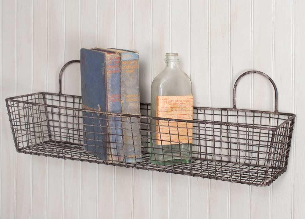 vintage French bakery wall wire basket