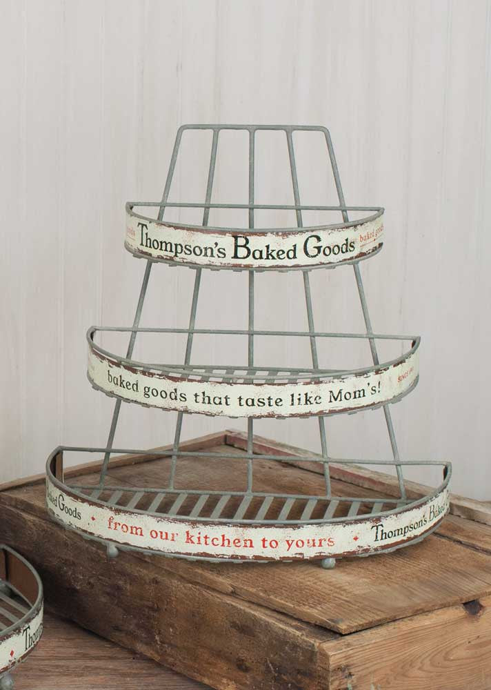 vintage style baked goods kitchen storage rack