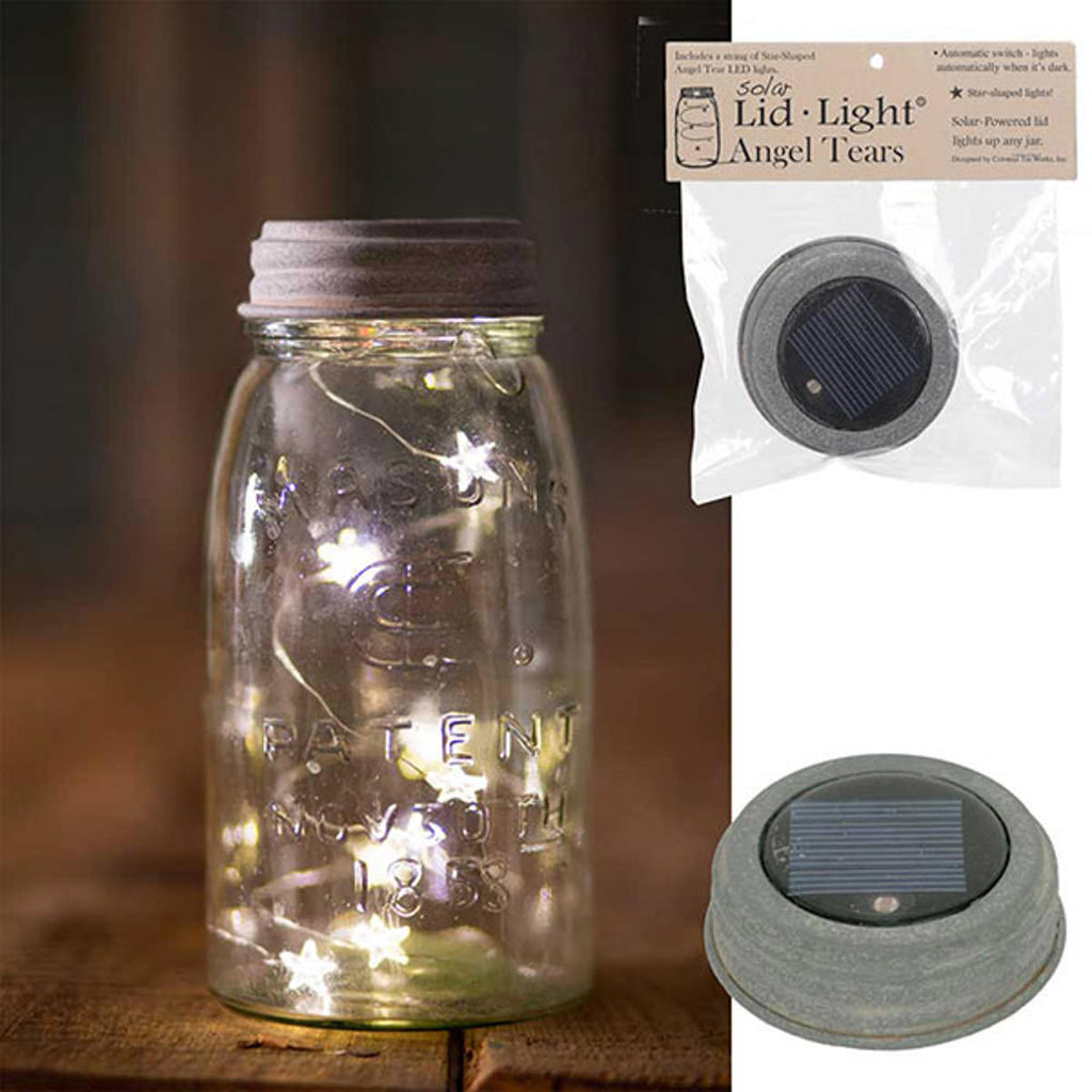 solar powered glass jar lid with fairy lights