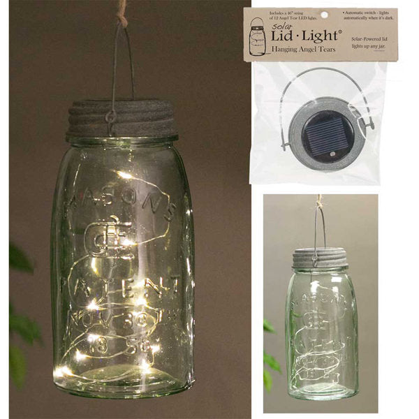 solar powered glass jar lid with fairy lights