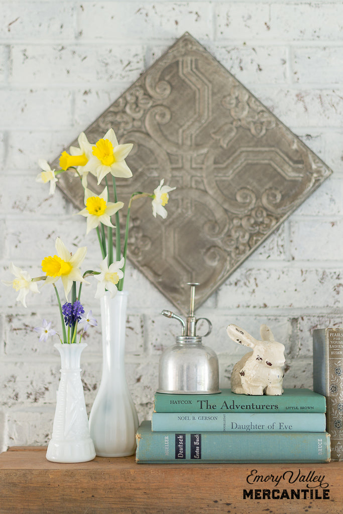 Set of 4 Antique Inspired Metal Ceiling Tiles, Antique Gray