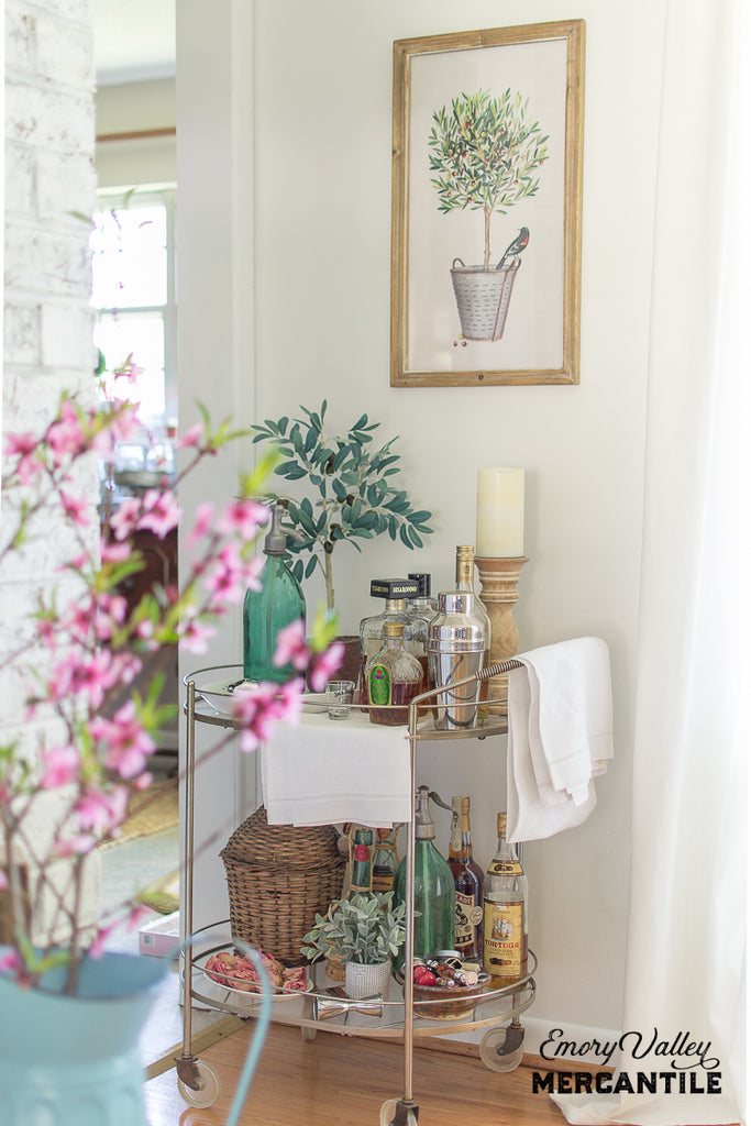 olive topiary tree in vintage olive basket farmed artwork