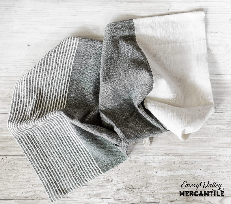 Fair trade ethically crafted cotton striped kitchen towels