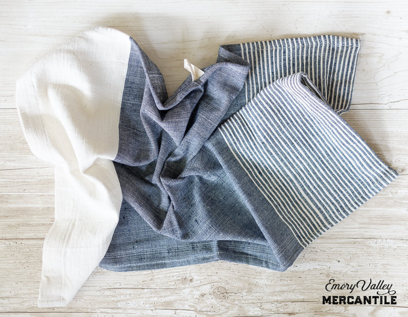 Fair trade ethically crafted cotton striped kitchen towels