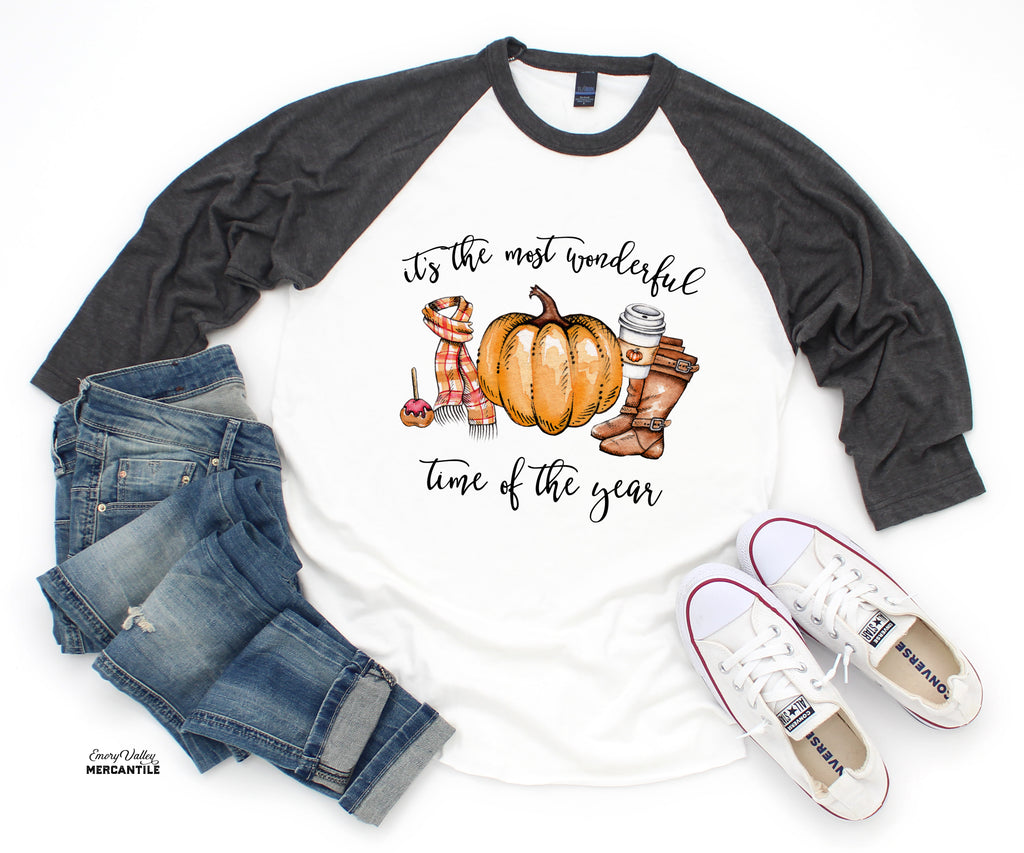 the most wonderful time of the year fall pumpkin baseball tee