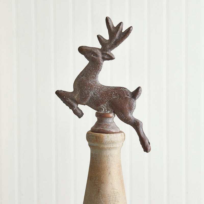 metal reindeer finial handle on two tier tray