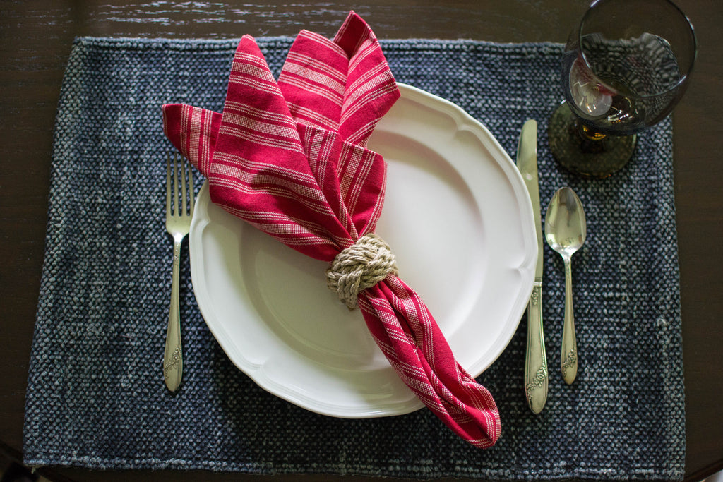 Stonewashed Navy Woven Placemats, set of 4