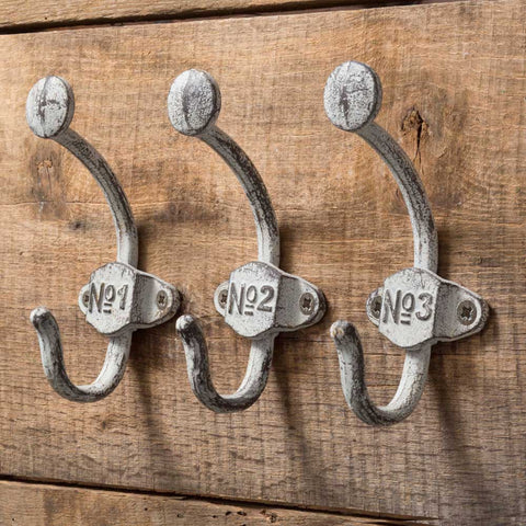vintage farmhouse style metal numbered wall hooks