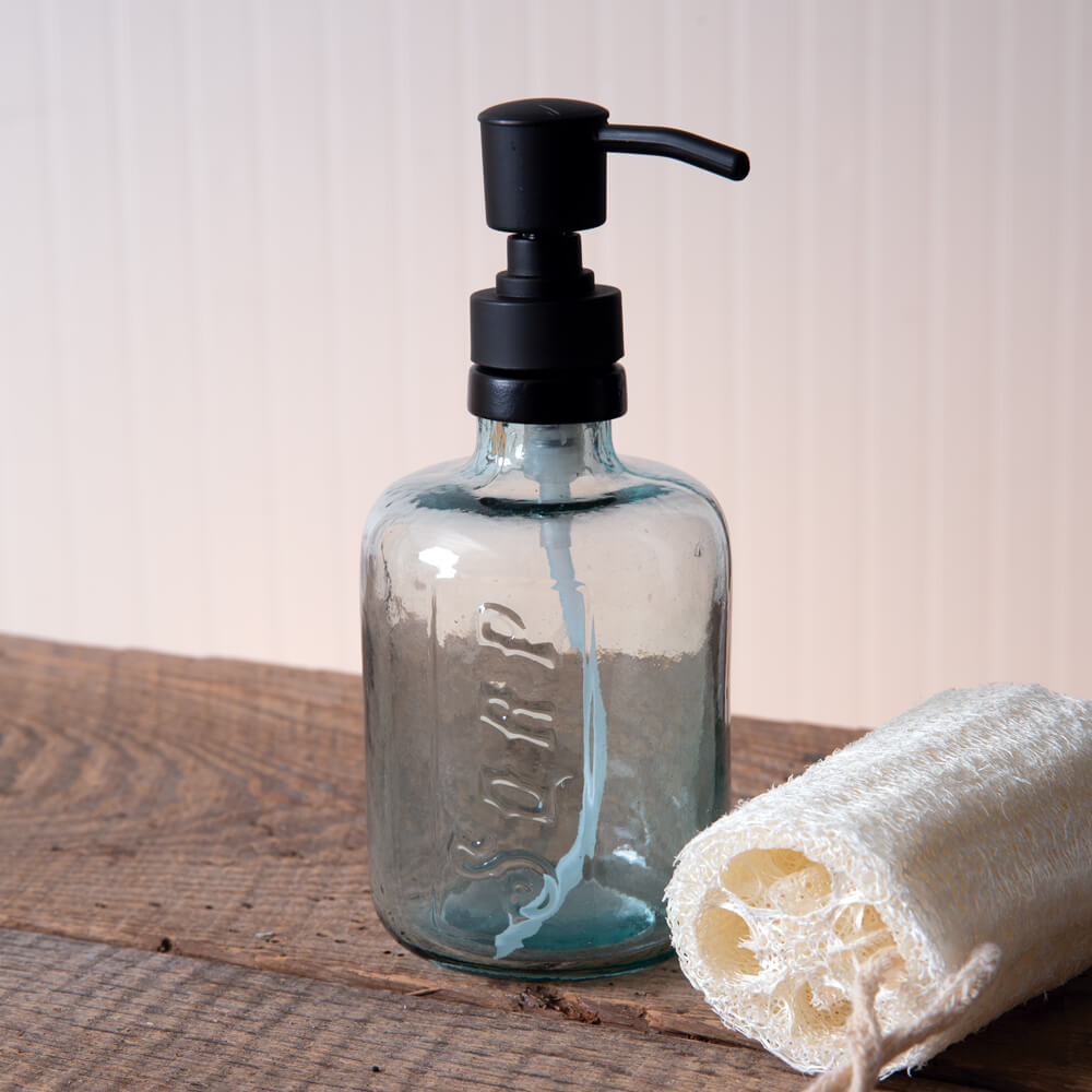 Vintage Style Blue Glass Soap Dispenser