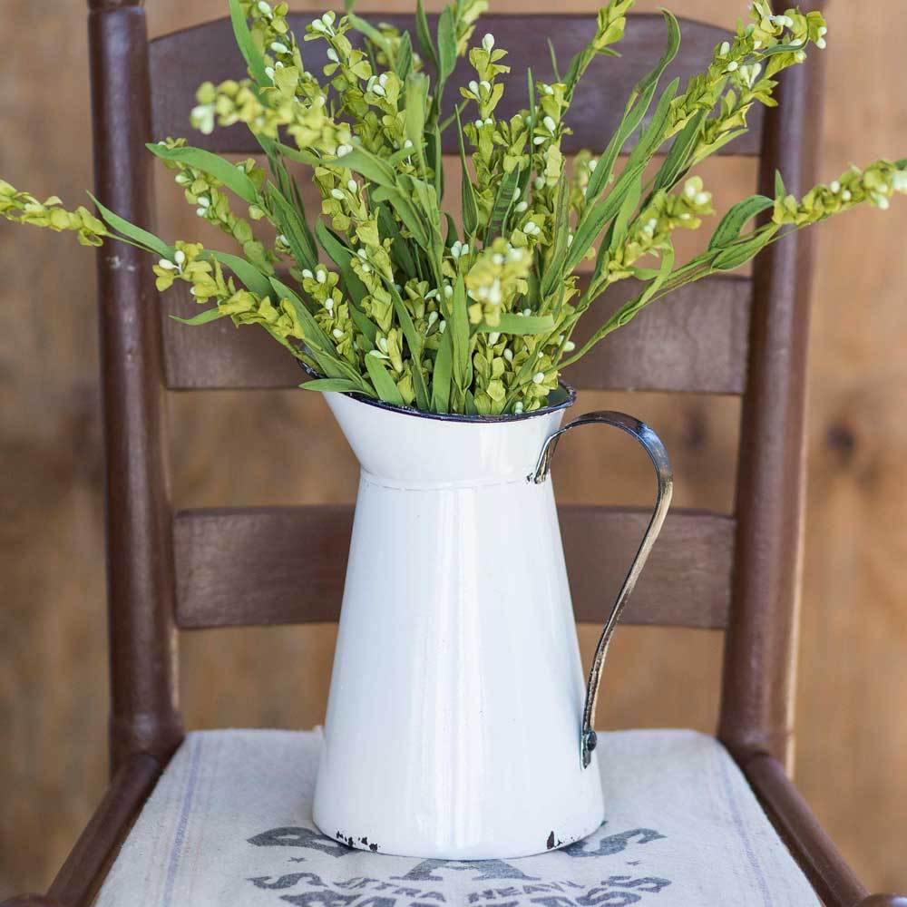 White Enamelware Pitcher