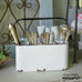 white enamelware caddy