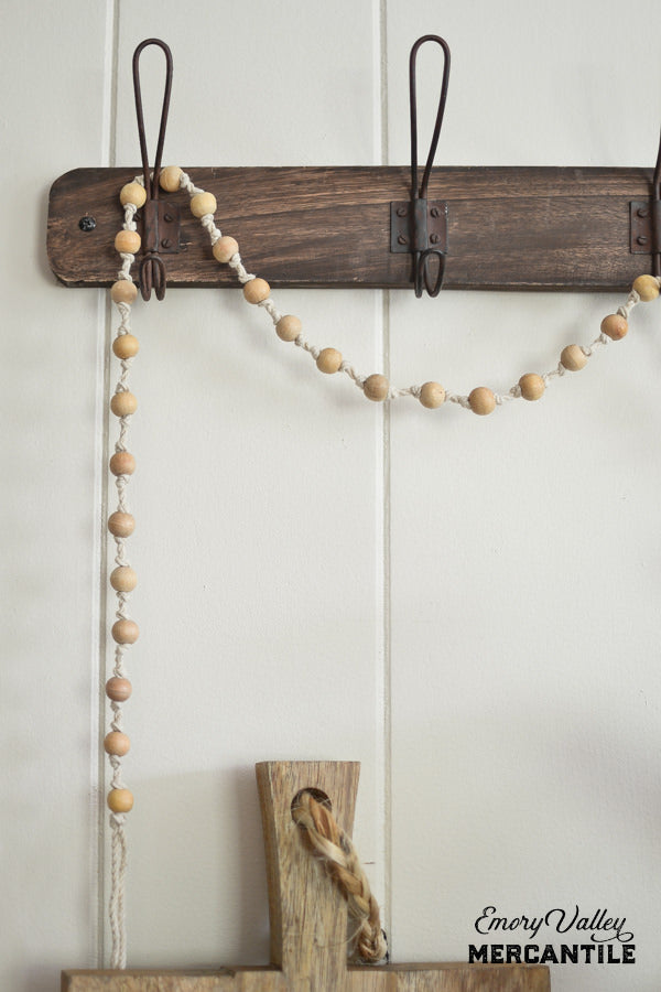 72"L Cotton & Wood Bead Garland, Natural