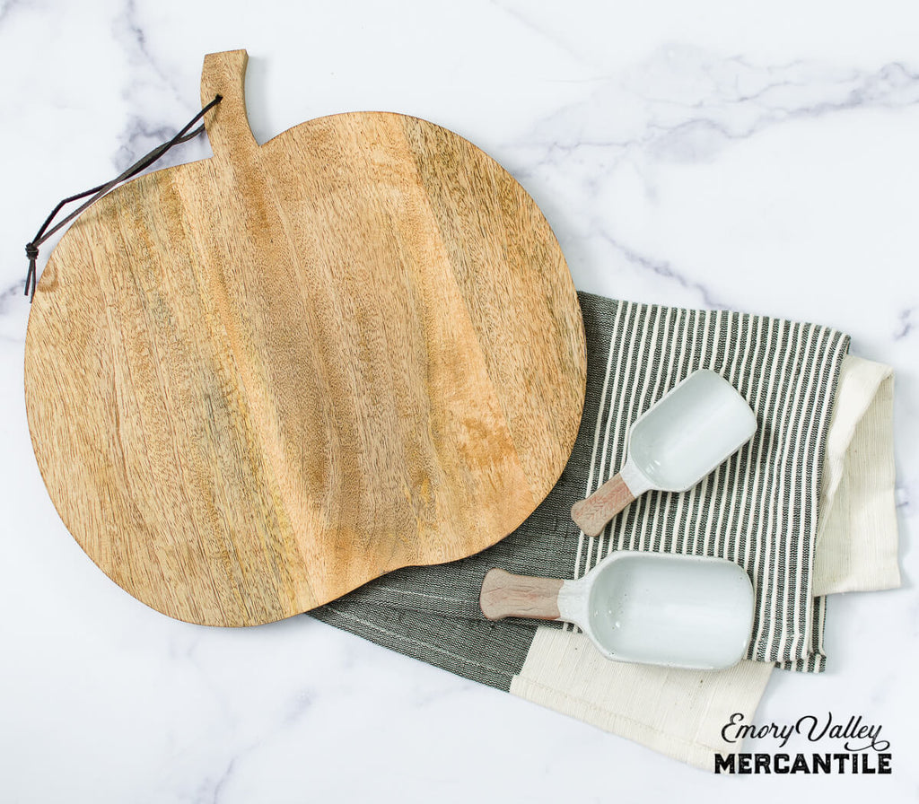 pumpkin shaped wooden board