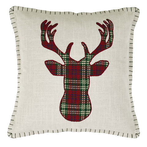 Plaid deer Christmas pillow
