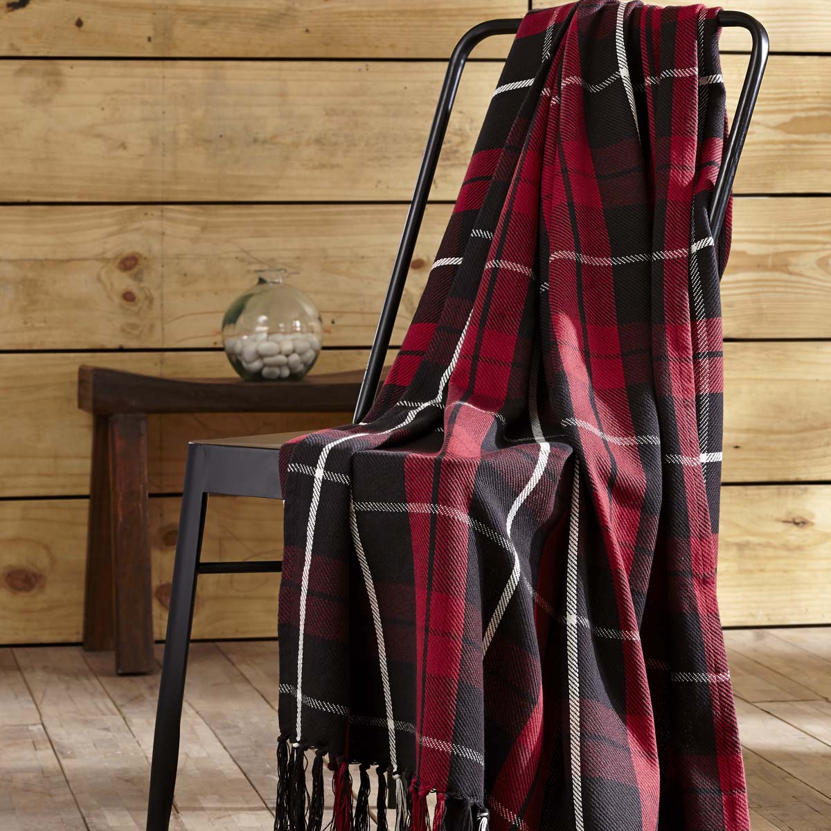 Grant Red Black Plaid Throw Blanket Emory Valley Mercantile