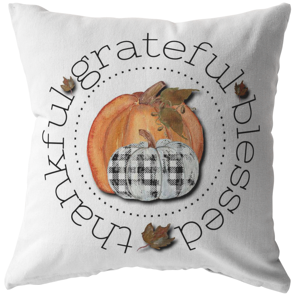 farmhouse style fall pillow thankful grateful blessed