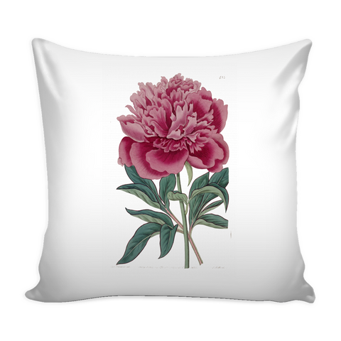 Red Peony Botanical Pillow Cover