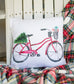 Red Bicycle with Christmas Tree Pillow Cover