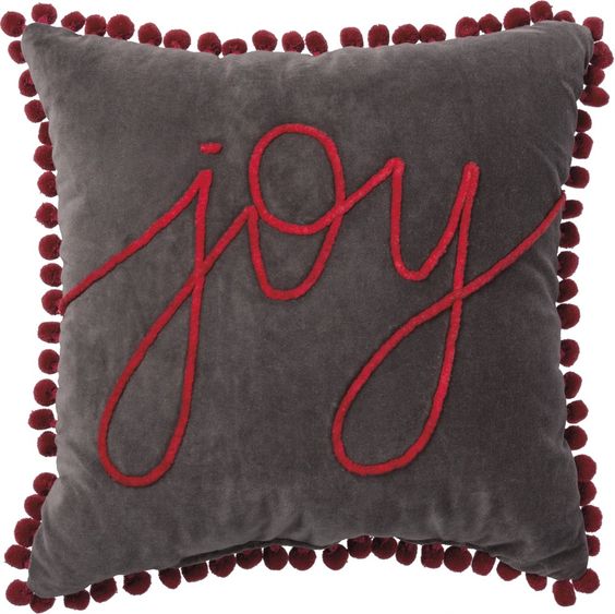 Joy velvet pillow with pom trim