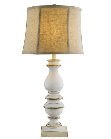 white distressed lamp with linen shade