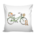 green fall watercolor bicycle with pumpkins pillow