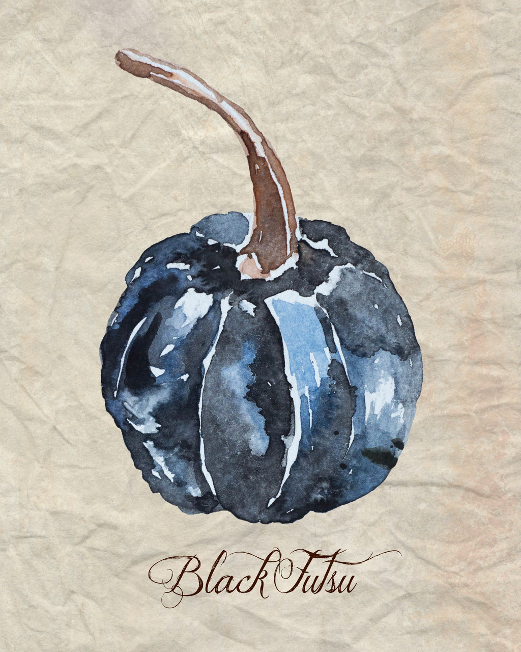 dark blue black futsu watercolor pumpkin printable for fall