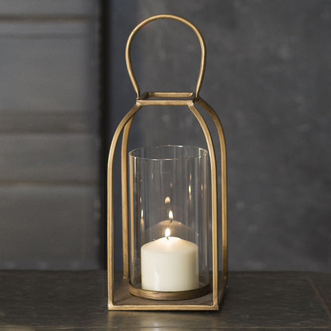 modern farmhouse candle lantern brass finish