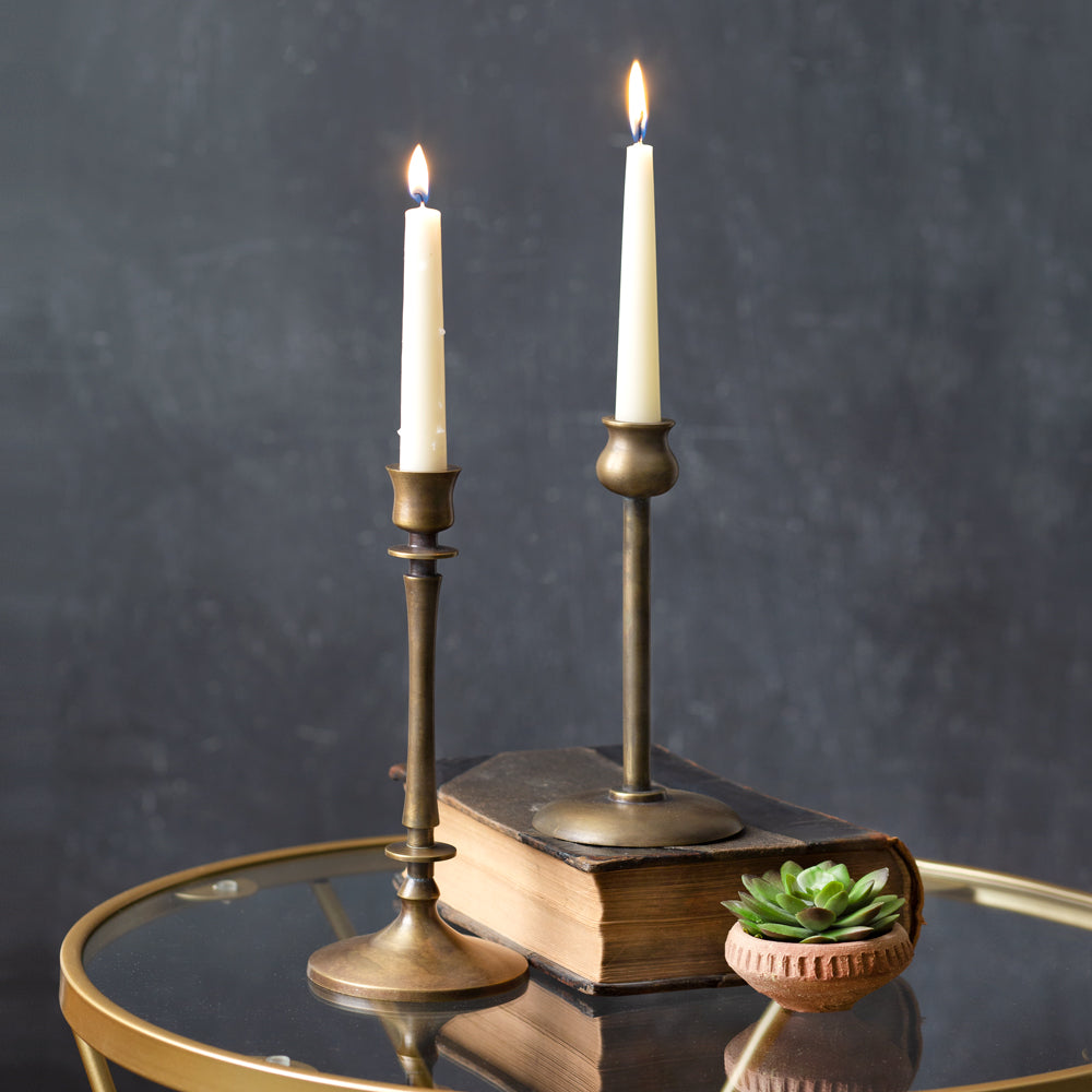 antique brass finish candle holders