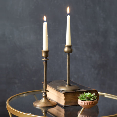 antique brass finish candle holders