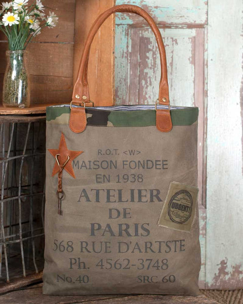 vintage style canvas atelier de paris tote bag