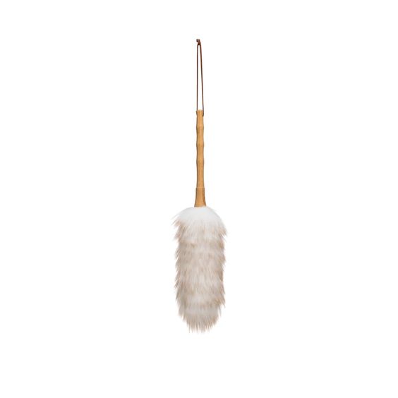 Wool Duster with Bamboo Handle and Leather Tie
