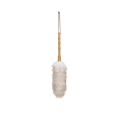 Wool Duster with Bamboo Handle and Leather Tie