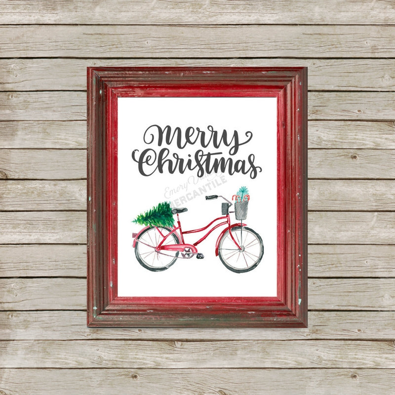 red bicycle Christmas printable