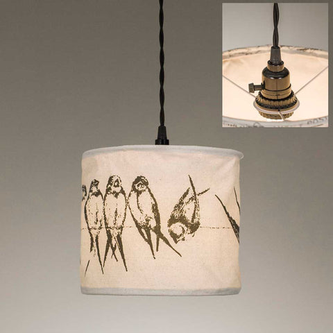 hanging pendant lamp with bird fabric