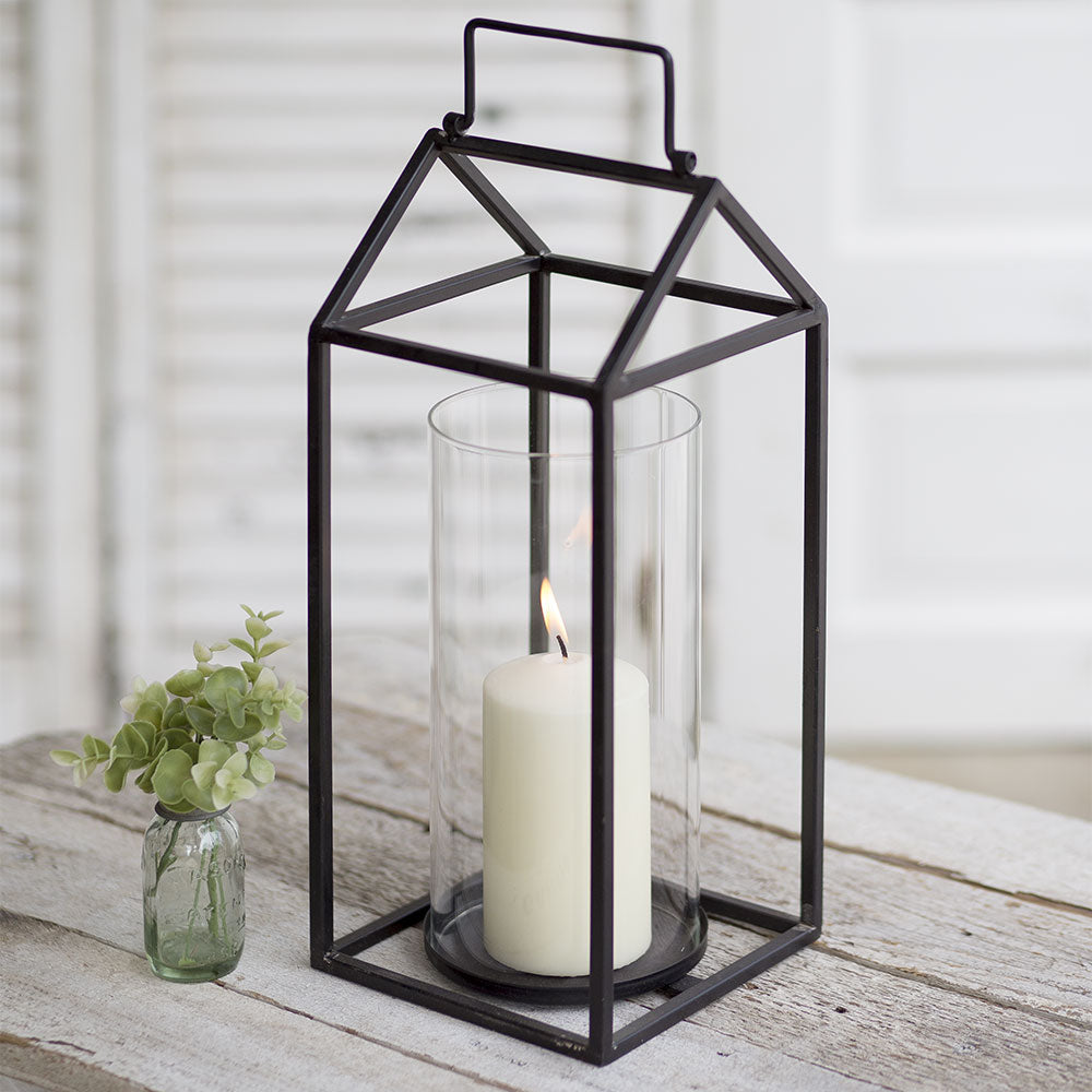 black metal frame candle lantern