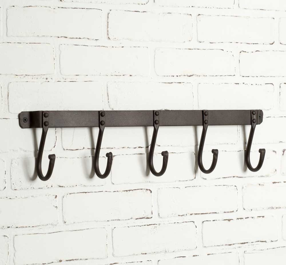 wrought iron wall rack with hooks