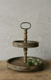 two tier rustic wooden stand serving tray