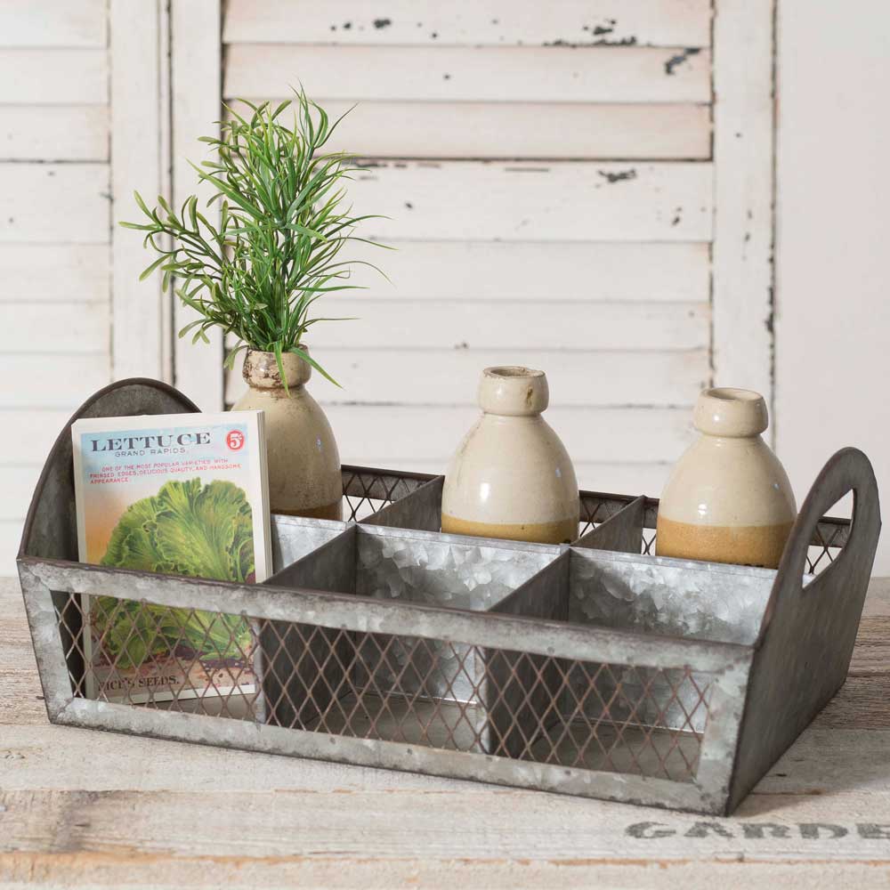modern farmhouse wire and metal caddy