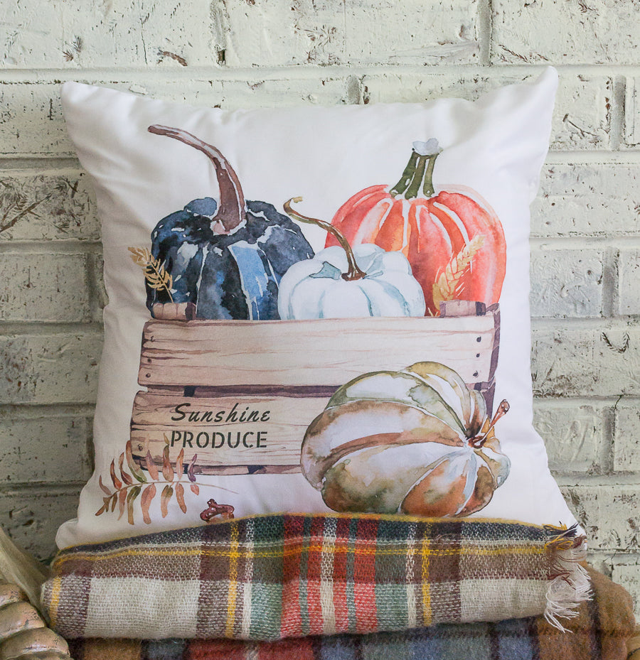 fall watercolor pumpkin throw pillow cover