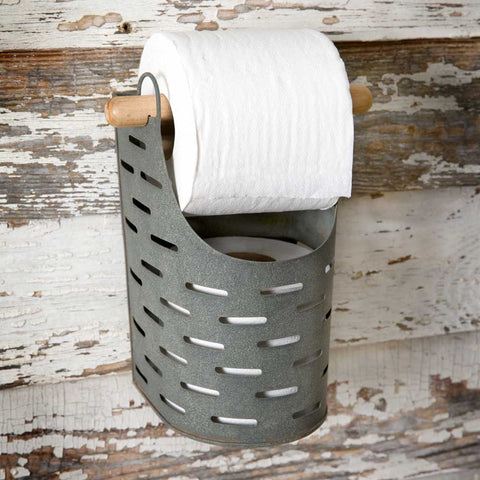 farmhouse style olive buket toilet paper holder