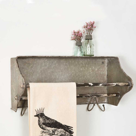 farmhouse style metal toolbox wall rack with hooks