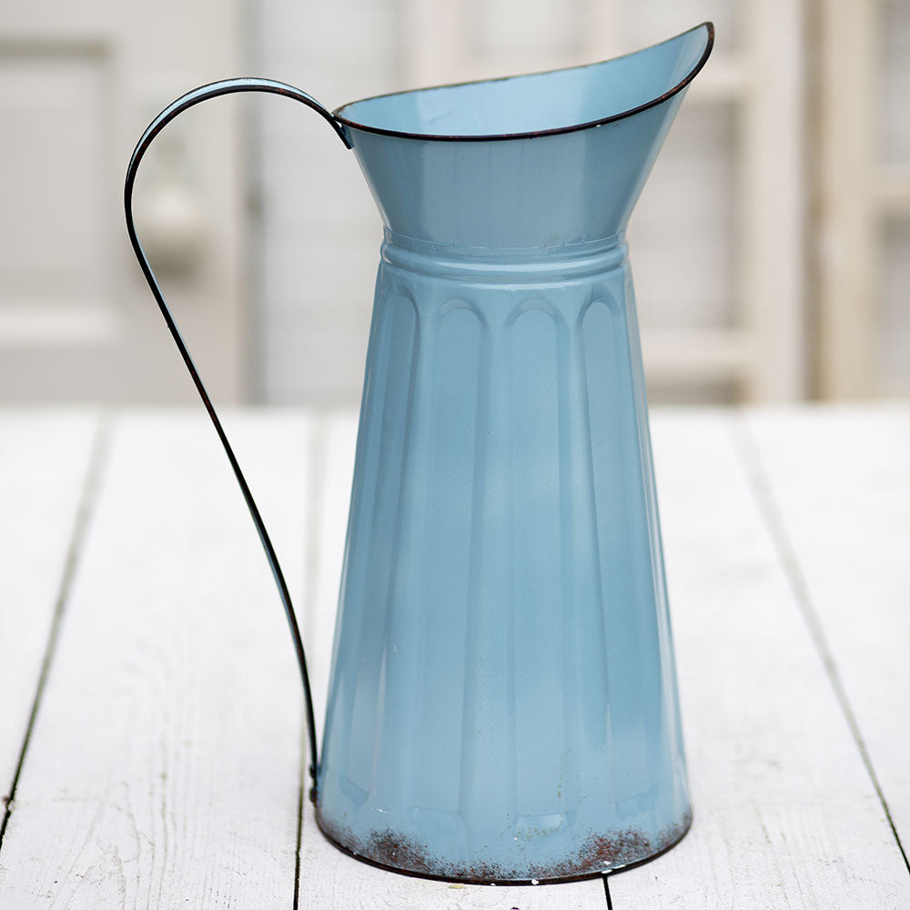 French style blue enamel pitcher