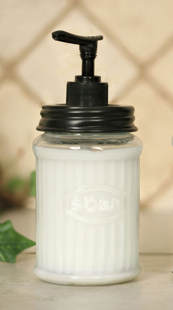 hoosier style glass soap dispenser