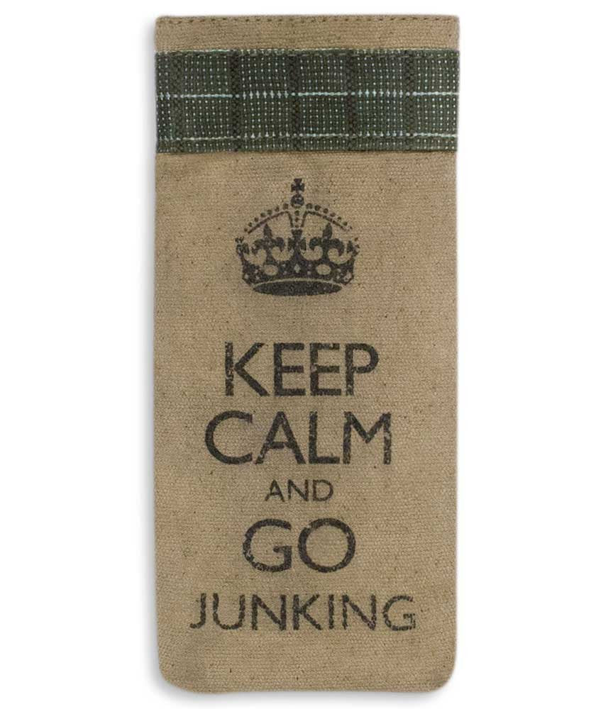 keep calm and go junking glasses case