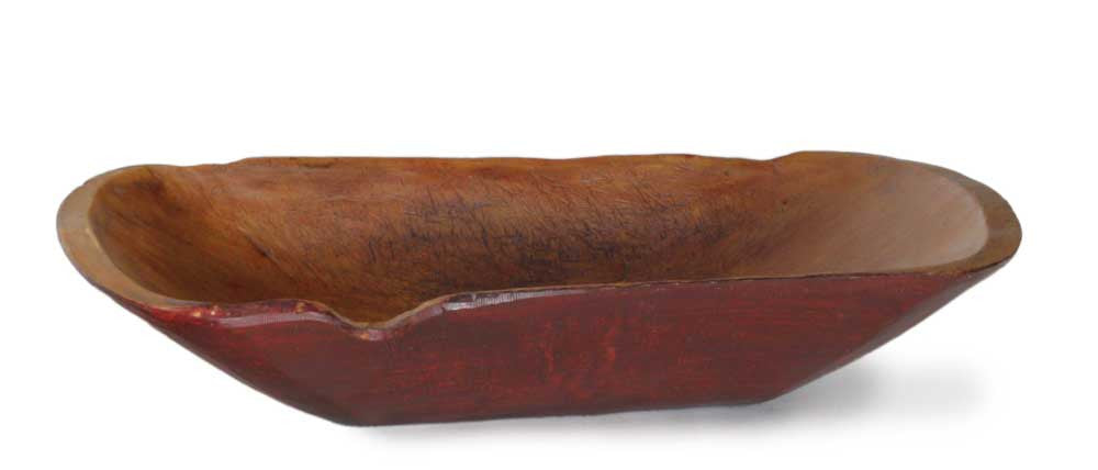 Large Red Notched Wood Bowl
