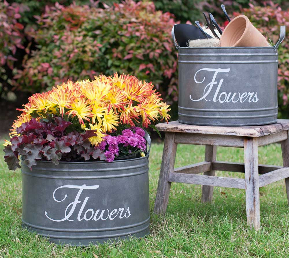 vintage style metal flower bins