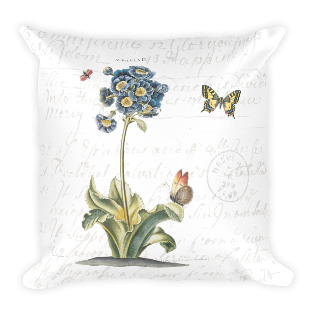 Vintage Primrose Botanical Pillow