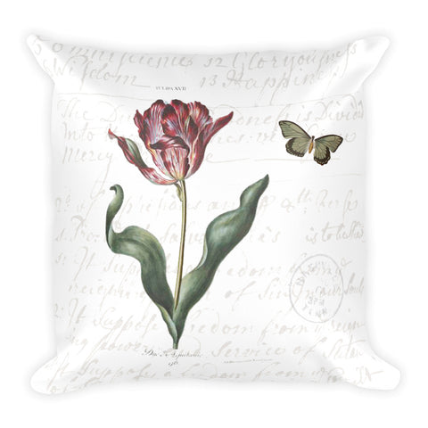 Vintage Tulip Botanical Pillow