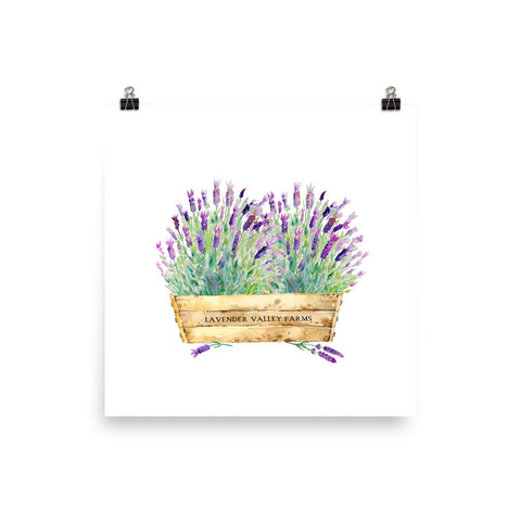 Watercolor Lavender in Wooden Crate Art Print