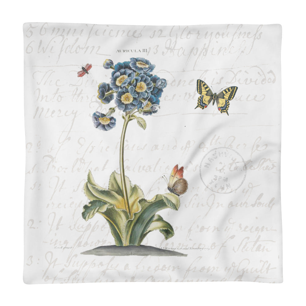 Vintage Primrose Botanical Pillow Cover